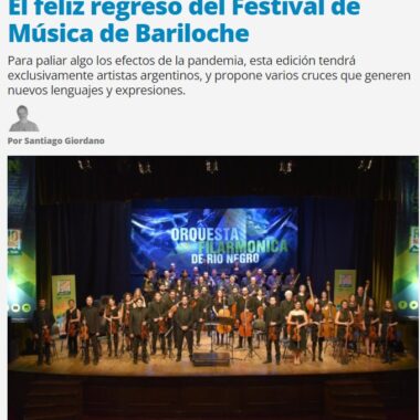 El feliz regreso del Festival de Música de Bariloche | Página 12