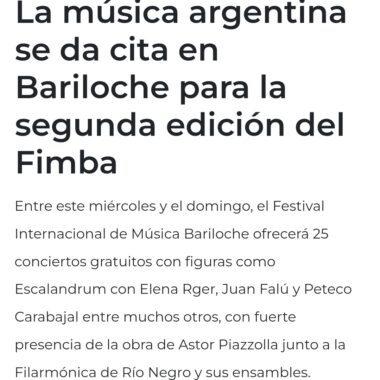 La música argentina se da cita en Bariloche para la segunda edición del Fimba | Telam
